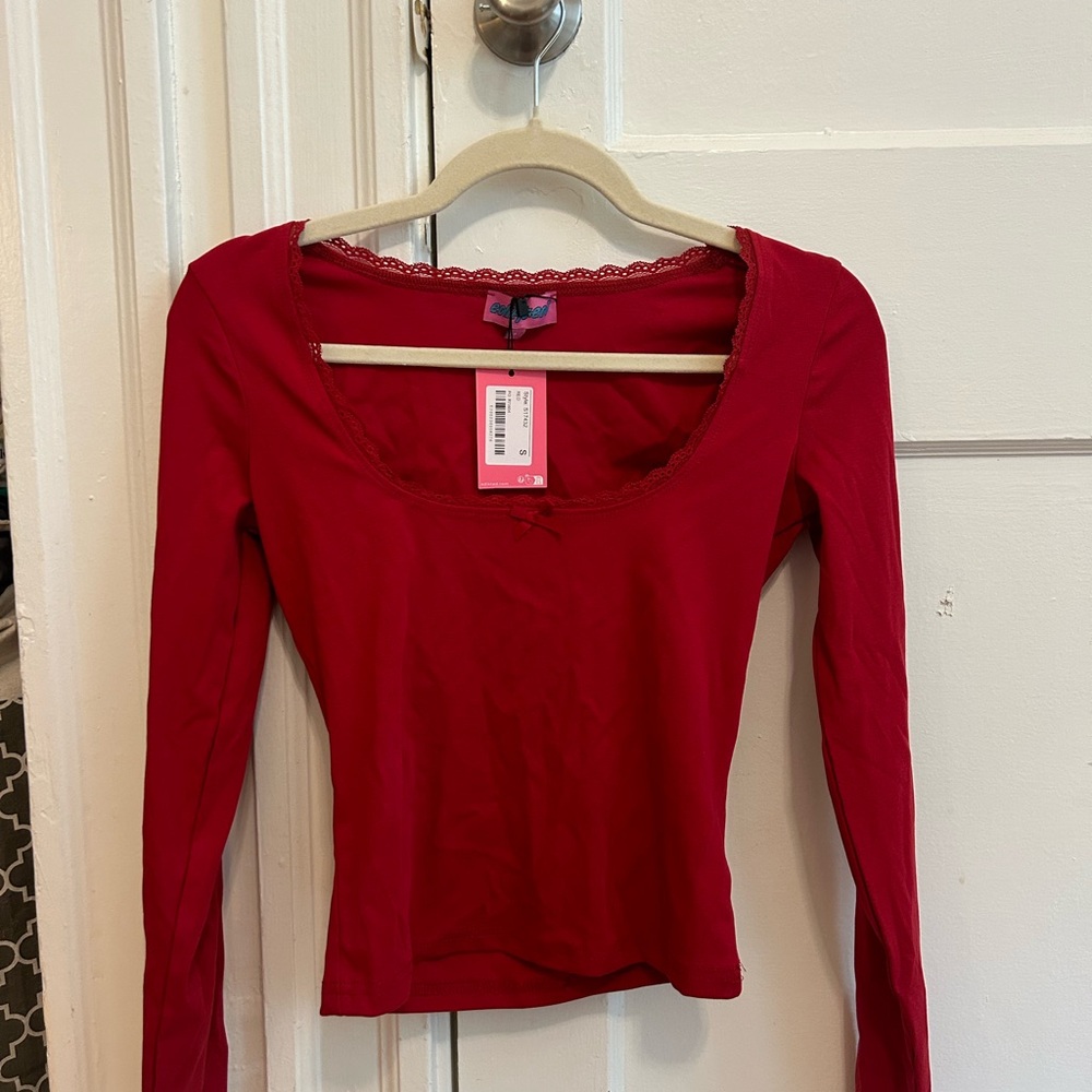 Red Long Sleeve Top
